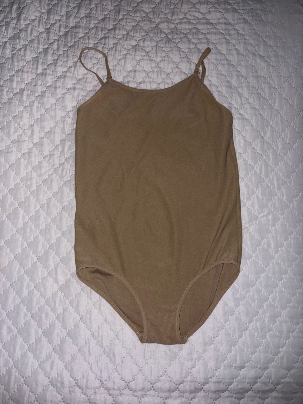 Girls' Tan One-Piece Bodysuit with Spaghetti Straps
